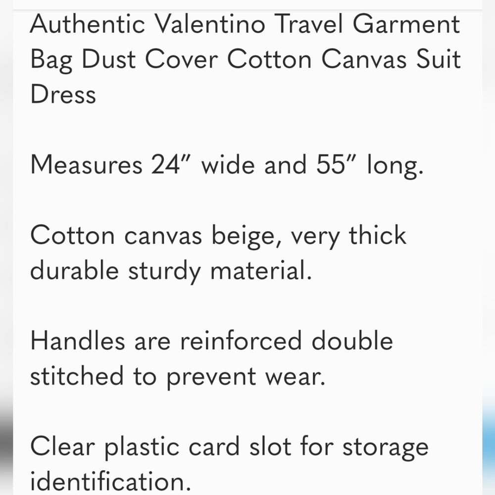 Authentic Valentino Garment Bag for Travel Dress Storage - Picture 5 of 6